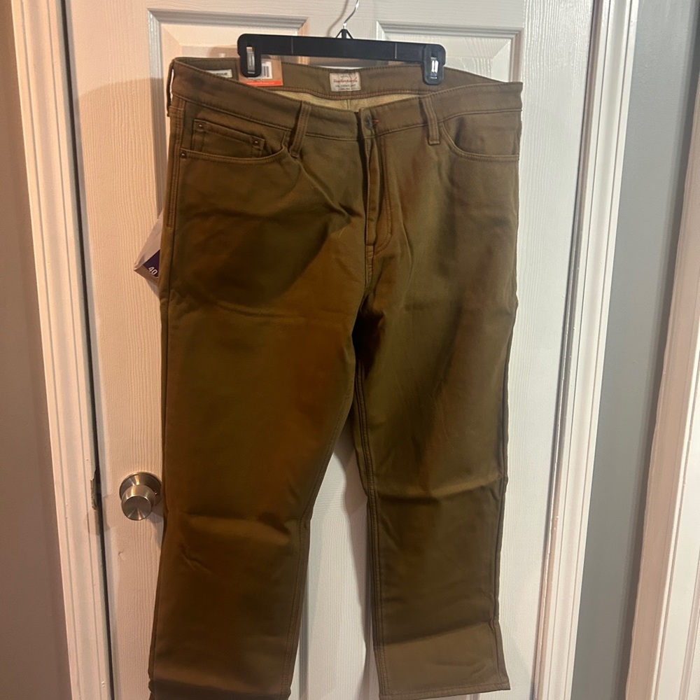 Weatherproof, vintage flannel lined stretch canvas, men’s pants. NWT.